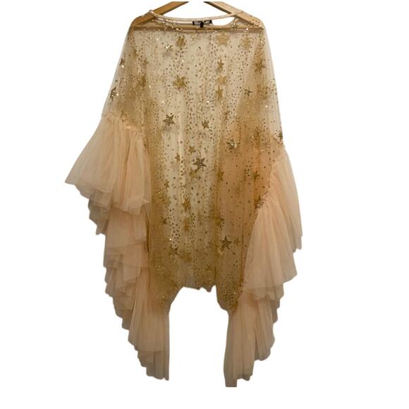 Beulah Style Beige Sheer Mesh Sequin Star Puff Sleeve Dress - Picture 5 of 5